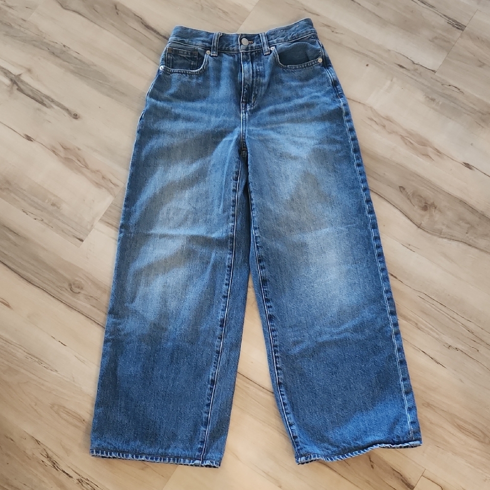 Madewell Denim Super Wide Leg Blue Jeans 23 Petite.  23 X 26 High Rise